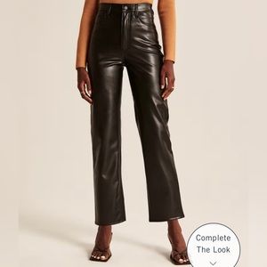 Abercrombie Vegan Leather Highrise Ankle Straight Jeans